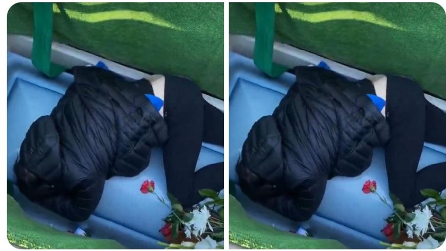 Shock as Side chick jumps into her lover's grave during a burial ceremony
